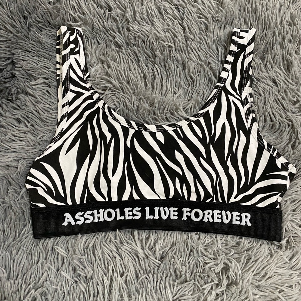 Assholes live forever sports bra